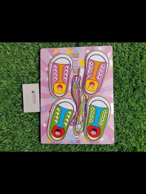 Wooden Thread Lacing Board Shoes Theme