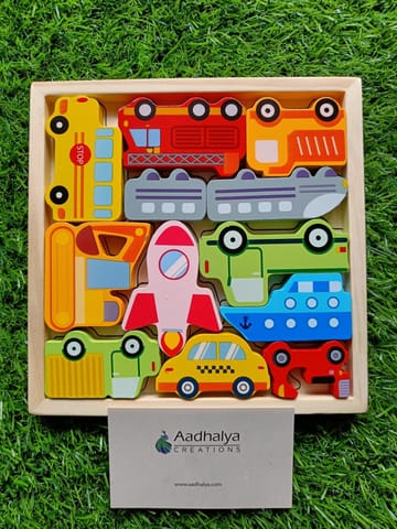 Wooden Tetris Transport Theme Cognition Puzzle Learning Educational Toy