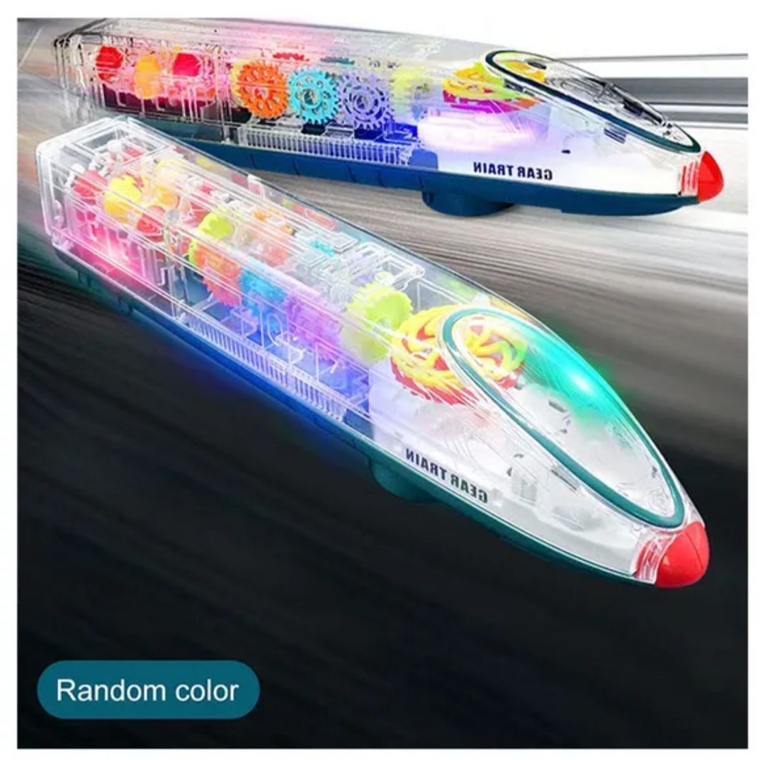 Ansparent Gear Bullet Train Toy with Light and Music (Battery Operated)