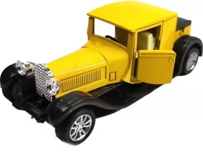 Vintage Yellow Bugatti Type 44 - Car Diecast Die Cast