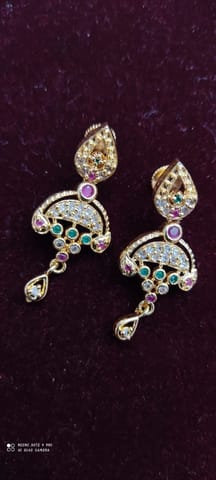 Copper Gold Plated Ruby Earrings For Women & Girls