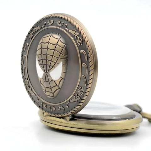 Stylish Spiderman Pocket Watch Metal Keychain Best Bronze Gift