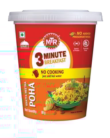 MTR 3 Minute Khatta Meetha Poha Cup  80 Gm