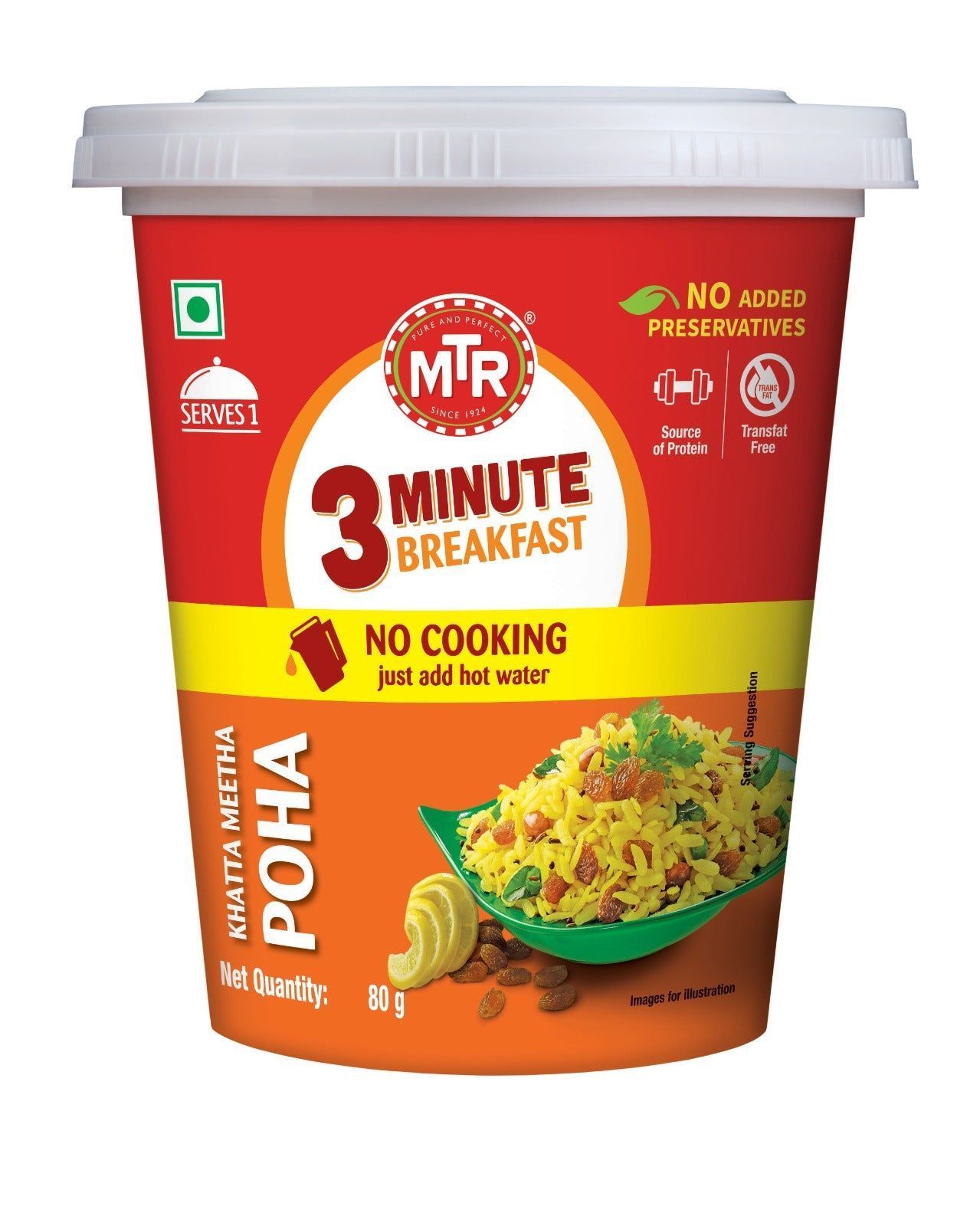 MTR 3 Minute Khatta Meetha Poha Cup  80 Gm