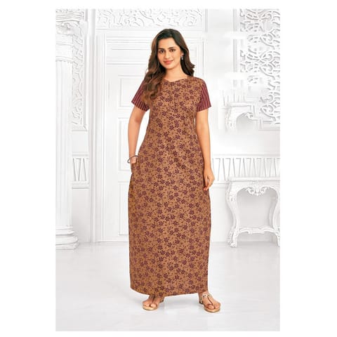 Pranjul Cotton Printed Nighty With Side Pocket - 1016