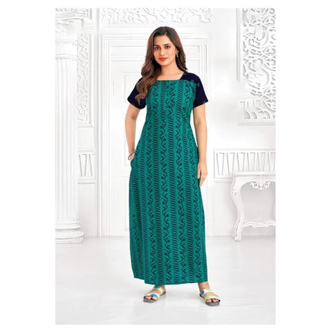 Pranjul Cotton Printed Nighty With Side Pocket - 1025