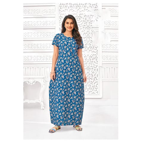 Pranjul Cotton Printed Nighty With Side Pocket - 1031