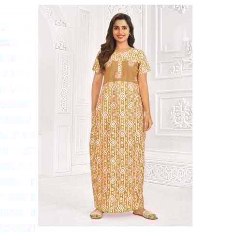 Pranjul Cotton Printed Nighty With Side Pocket - 905