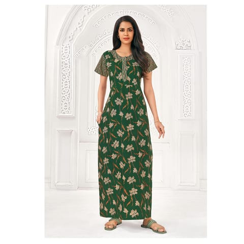 Pranjul Cotton Printed Nighty With Side Pocket - 926