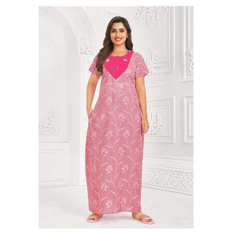 Pranjul Cotton Printed Nighty With Side Pocket - 931