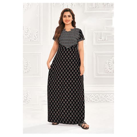 Pranjul Cotton Printed Nighty With Side Pocket - 941