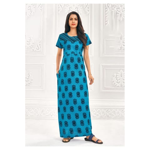 Pranjul Cotton Printed Nighty With Side Pocket - 942