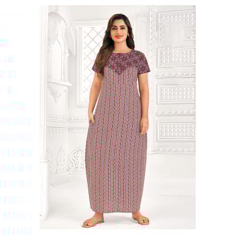 Pranjul Cotton Printed Nighty With Side Pocket - 953