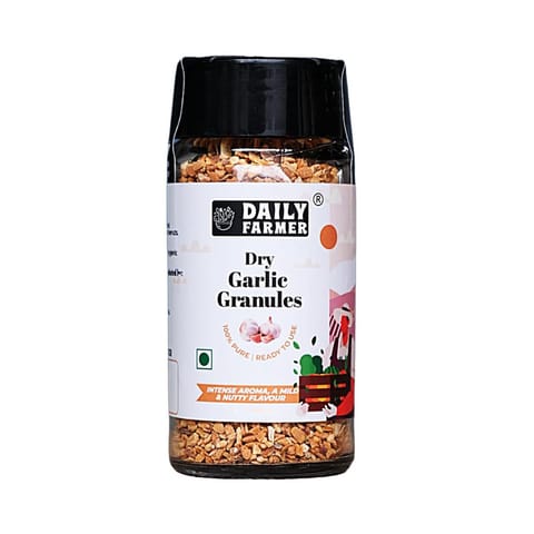 Daily Farmer Dehydrated Garlic Granules Ready to Use, Versatile and Flavourful, Robust Garlic Essence, Super Food - 60g