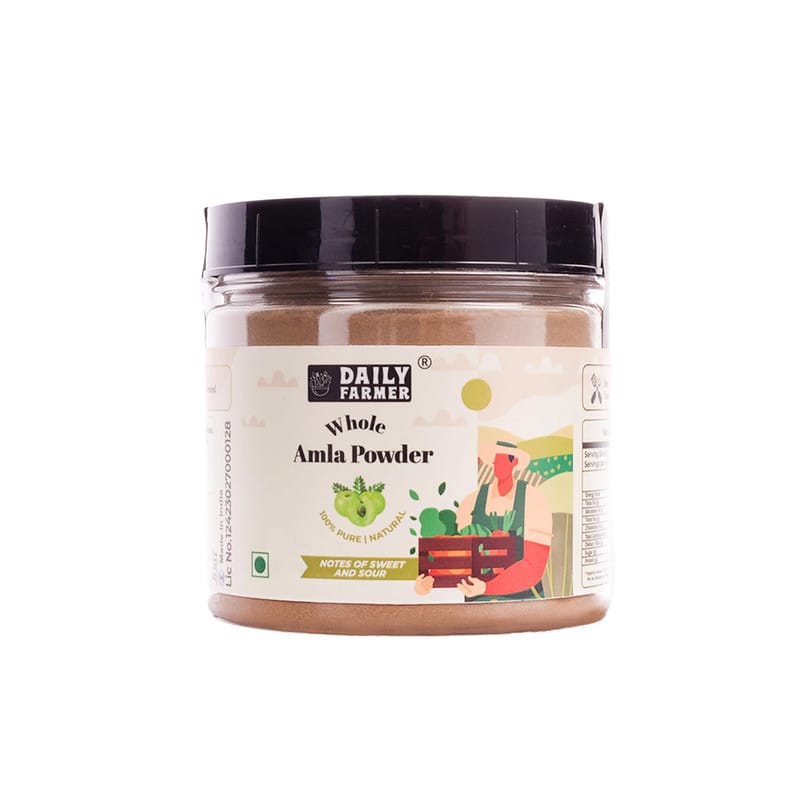 Daily Farmer Dried Seedless Amla Powder, Indian Gooseberry Powde, For Face, Body And Drinking, 100% Pure, Face Pack, No Additives - 100g
