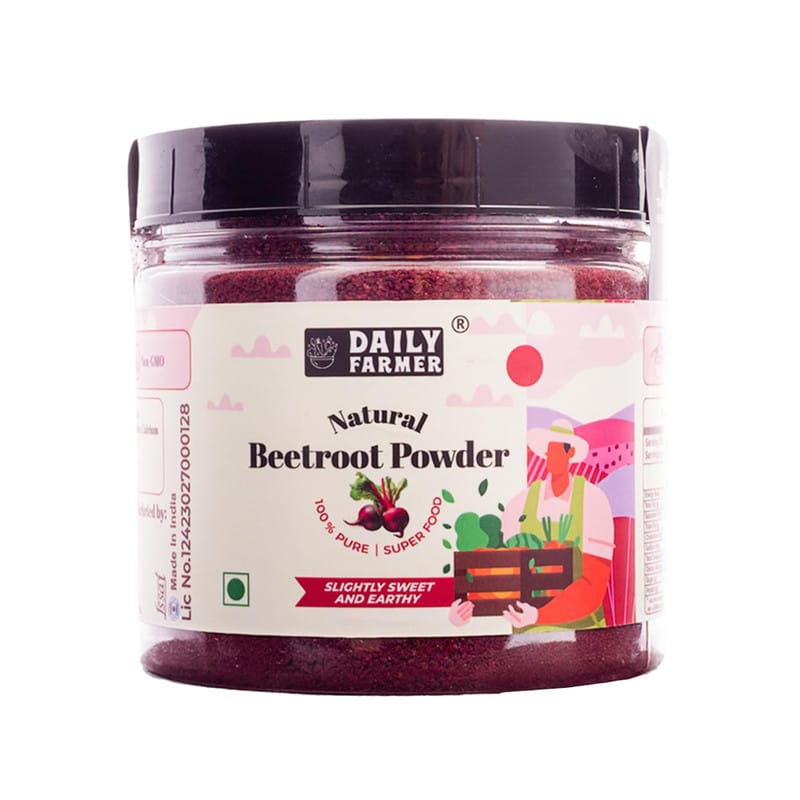Daily Farmer Gourmet Beetroot Powder Energy Booster For Face, Lips and Hair, Natural Superfood, Improves Blood Flow and enhances performance, Anti-oxidant rich - 70g