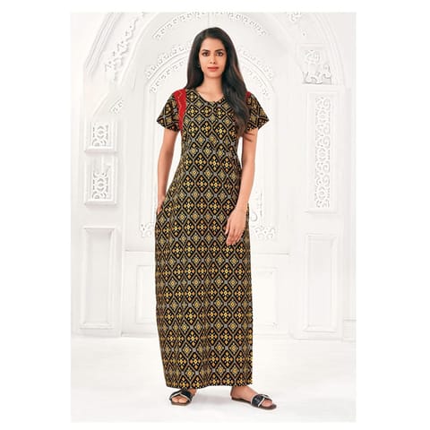 Pranjul Cotton Printed Nighty With Side Pocket - 904