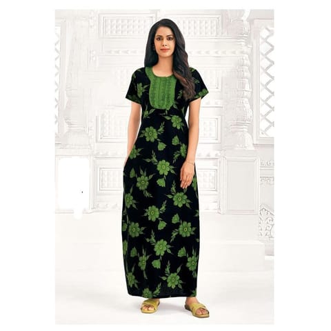 Pranjul Cotton Printed Nighty With Side Pocket - 902 - XXL