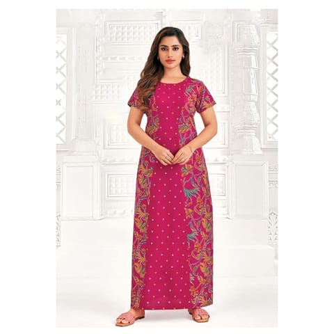 Pranjul Cotton Printed Nighty With Side Pocket - 901 - XXL