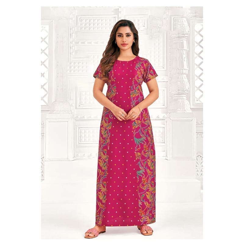 Pranjul Cotton Printed Nighty With Side Pocket - 901 - XXL