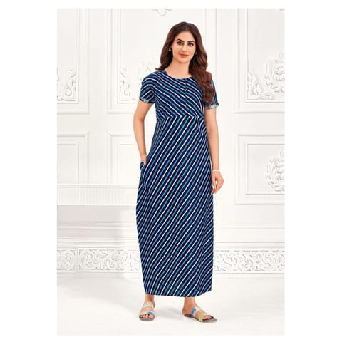 Pranjul Cotton Printed Nighty With Side Pocket - 830 - 3XL