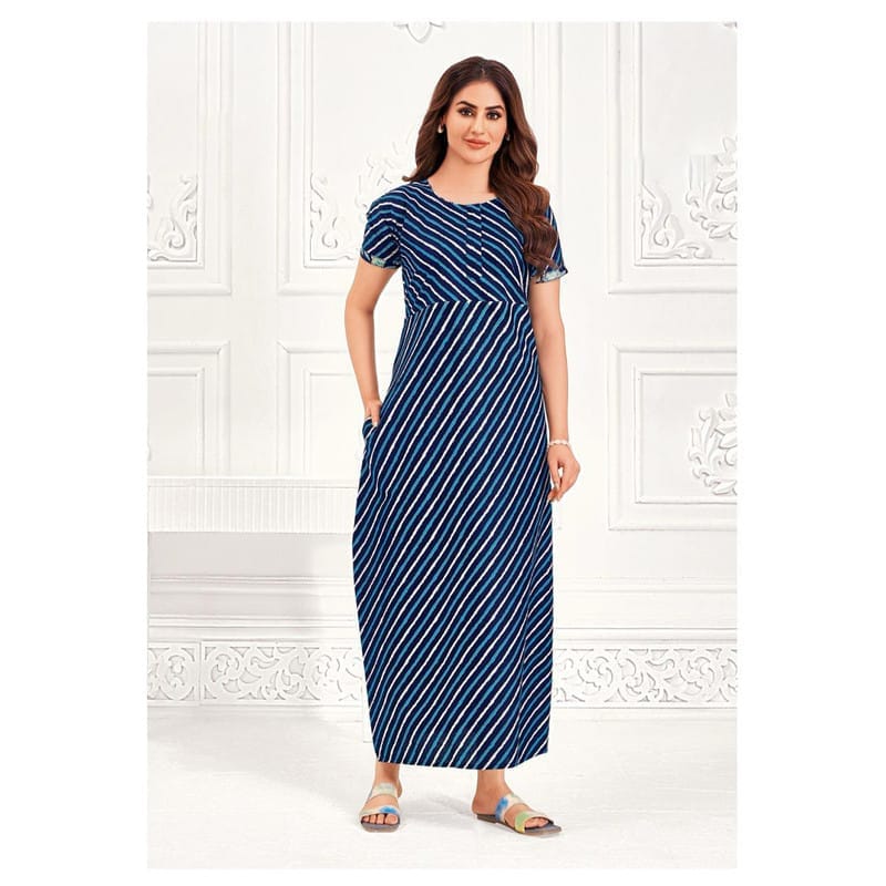 Pranjul Cotton Printed Nighty With Side Pocket - 830 - 3XL