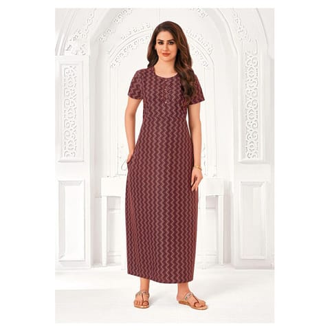 Pranjul Cotton Printed Nighty With Side Pocket - 816
