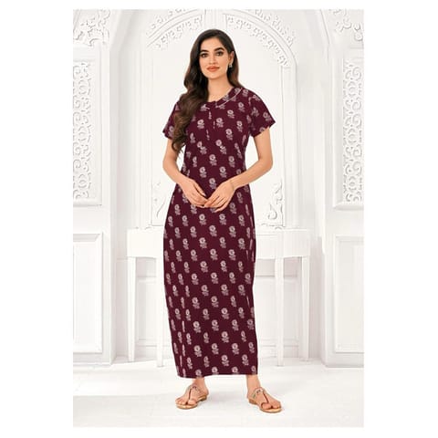 Pranjul Cotton Printed Nighty With Side Pocket - 814