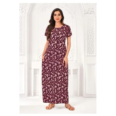 Pranjul Cotton Printed Nighty With Side Pocket - 811 - L