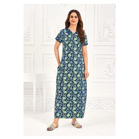 Pranjul Cotton Printed Nighty With Side Pocket - 810 - L