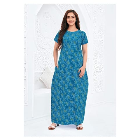 Pranjul Cotton Printed Nighty With Side Pocket - 610 - 4XL