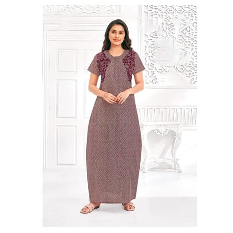 Pranjul Cotton Printed Nighty With Side Pocket - 1032