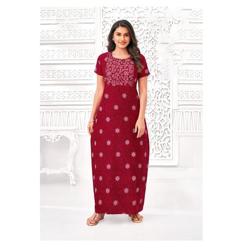 Pranjul Cotton Printed Nighty With Side Pocket - 1030