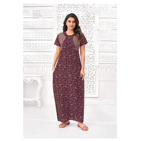 Pranjul Cotton Printed Nighty With Side Pocket - 1027