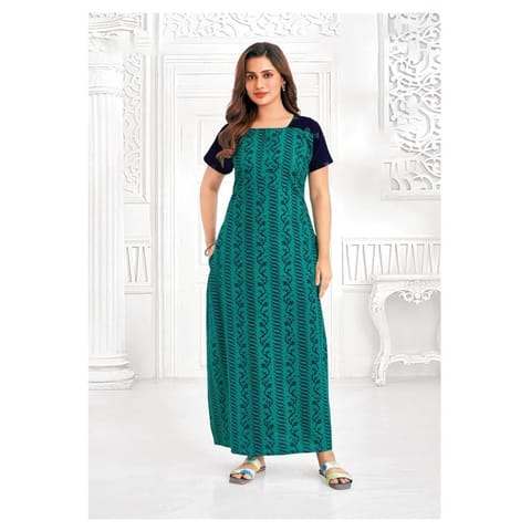 Pranjul Cotton Printed Nighty With Side Pocket - 1025
