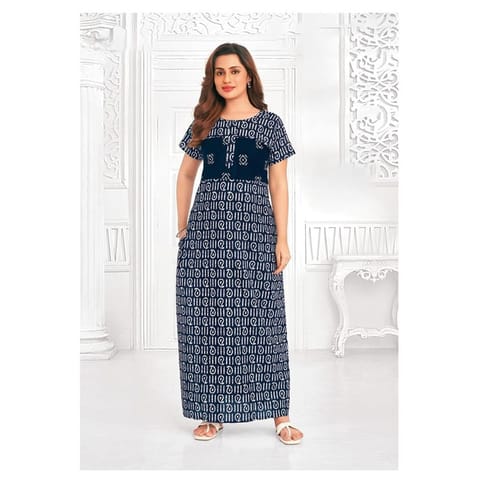 Pranjul Cotton Printed Nighty With Side Pocket - 1024