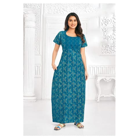 Pranjul Cotton Printed Nighty With Side Pocket - 1021