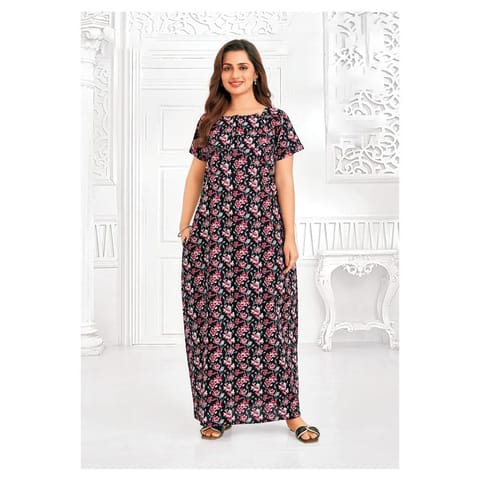 Pranjul Cotton Printed Nighty With Side Pocket - 1020