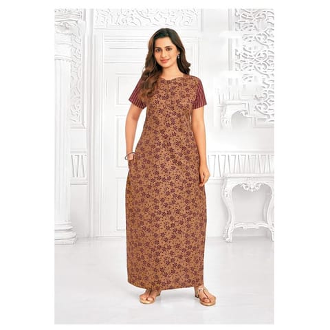 Pranjul Cotton Printed Nighty With Side Pocket - 1016