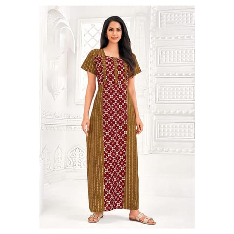 Pranjul Cotton Printed Nighty With Side Pocket - 929