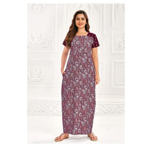 Pranjul Cotton Printed Nighty With Side Pocket - 927