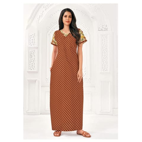 Pranjul Cotton Printed Nighty With Side Pocket - 924