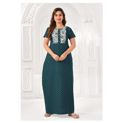 Pranjul Cotton Printed Nighty With Side Pocket - 923