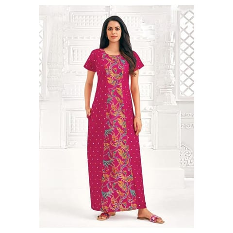 Pranjul Cotton Printed Nighty With Side Pocket - 922