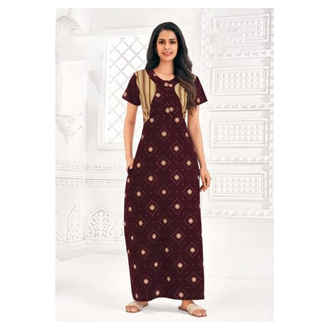 Pranjul Cotton Printed Nighty With Side Pocket - 921