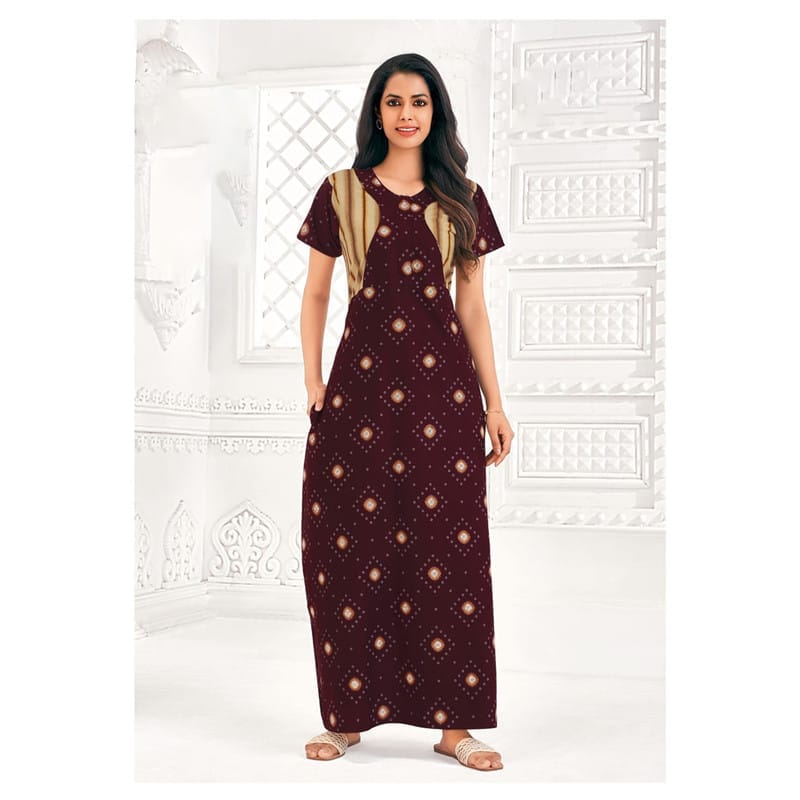 Pranjul Cotton Printed Nighty With Side Pocket - 921