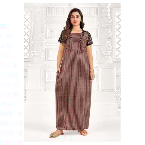 Pranjul Cotton Printed Nighty With Side Pocket - 920