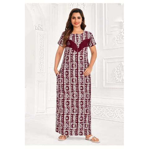 Pranjul Cotton Printed Nighty With Side Pocket - 919