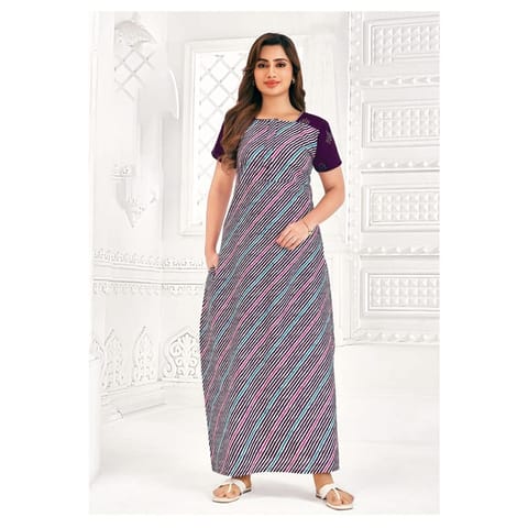 Pranjul Cotton Printed Nighty With Side Pocket - 917