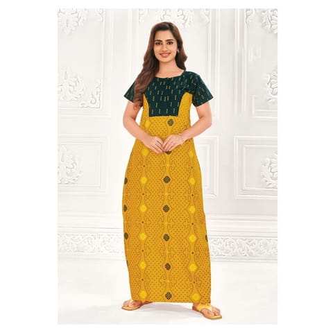 Pranjul Cotton Printed Nighty With Side Pocket - 911